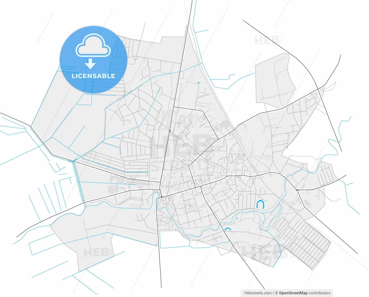 Šilutė, Klaipėda County, Lithuania, high resolution vector map - Instant download PDF and JPG