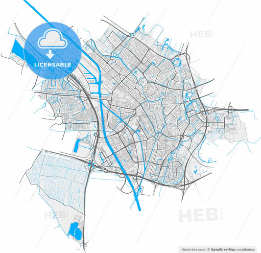 Utrecht, Utrecht, Netherlands, high resolution vector map - Instant download PDF and JPG