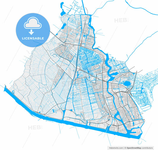 Zaanstad, North Holland, Netherlands, high resolution vector map - Instant download PDF and JPG