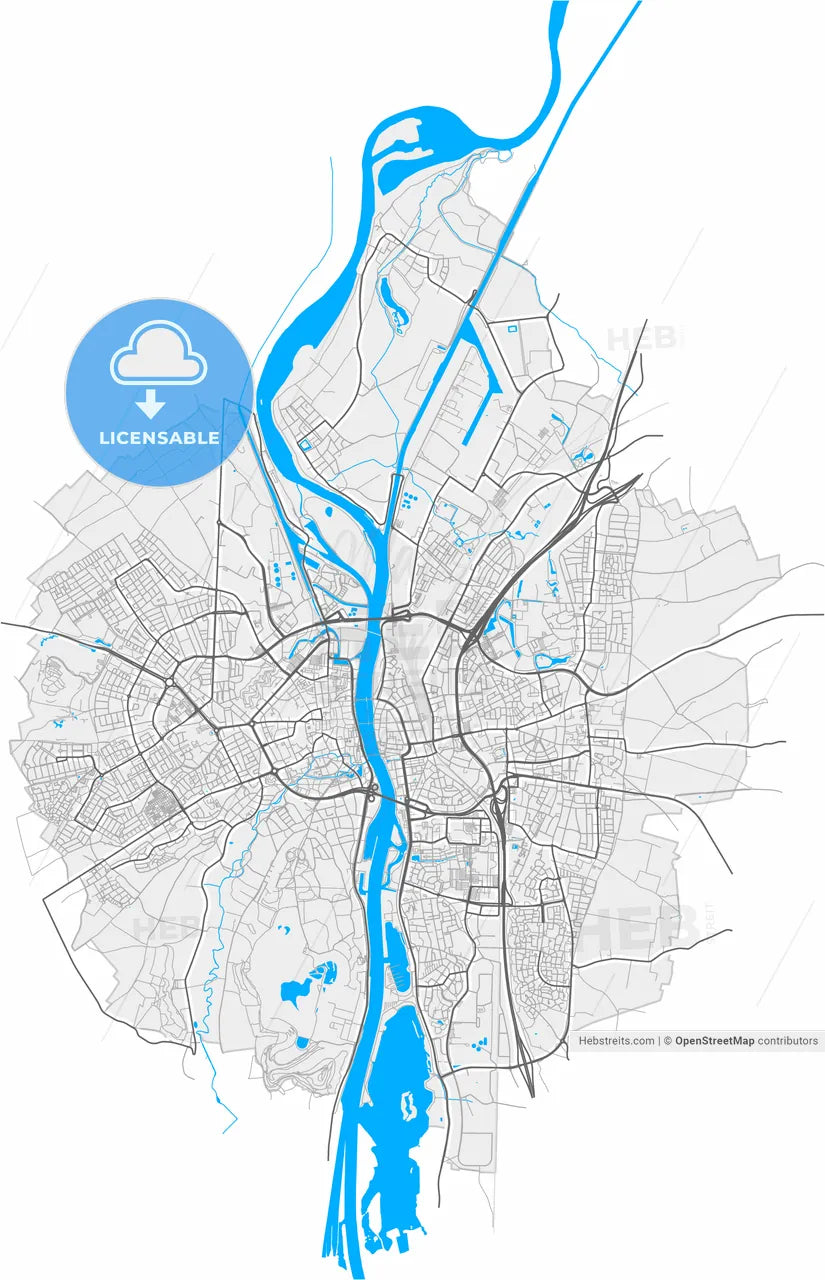 Maastricht, Limburg, Netherlands, high resolution vector map - Instant download PDF and JPG