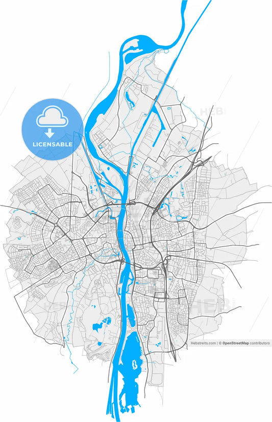 Maastricht, Limburg, Netherlands, high resolution vector map - Instant download PDF and JPG