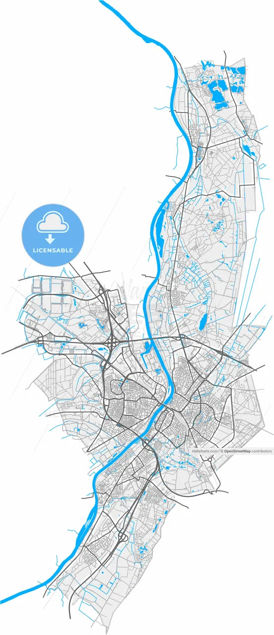 Venlo, Limburg, Netherlands, high resolution vector map - Instant download PDF and JPG