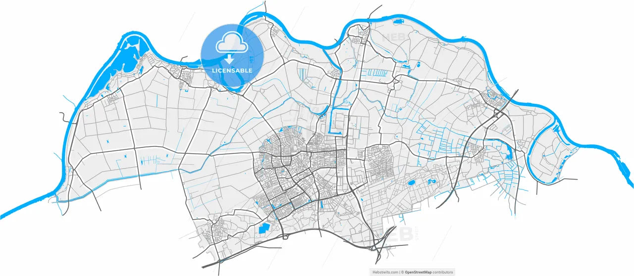 Oss, North Brabant, Netherlands, high resolution vector map - Instant download PDF and JPG