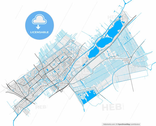 Leidschendam-Voorburg, South Holland, Netherlands, high resolution vector map - Instant download PDF and JPG