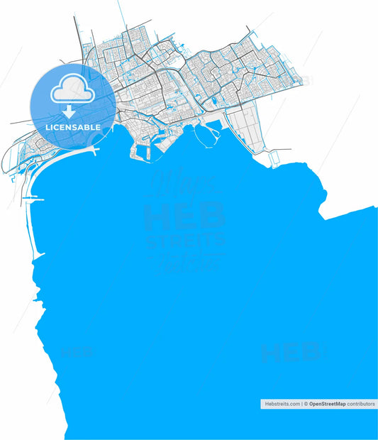 Hoorn, North Holland, Netherlands, high resolution vector map - Instant download PDF and JPG
