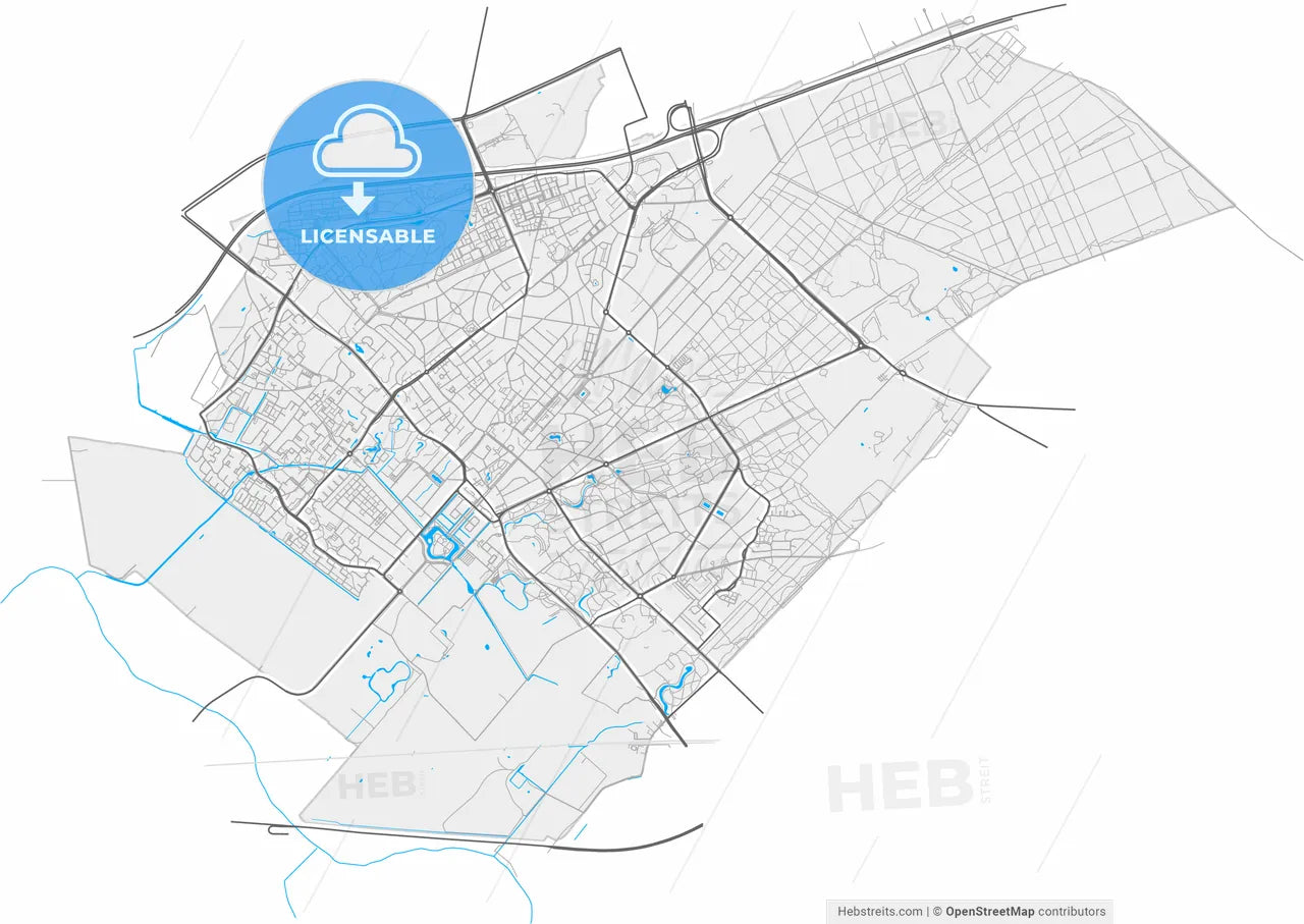 Zeist, Utrecht, Netherlands, high resolution vector map - Instant download PDF and JPG