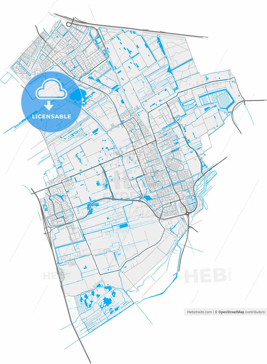Pijnacker-Nootdorp, South Holland, Netherlands, high resolution vector map - Instant download PDF and JPG