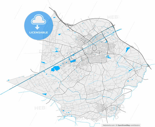 Weert, Limburg, Netherlands, high resolution vector map - Instant download PDF and JPG