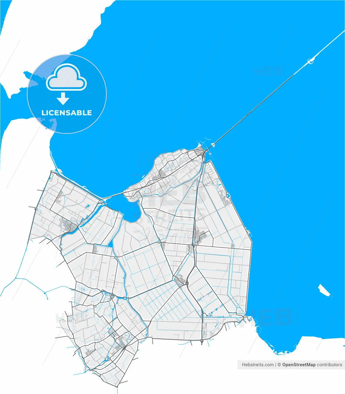 Hollands Kroon, North Holland, Netherlands, high resolution vector map - Instant download PDF and JPG