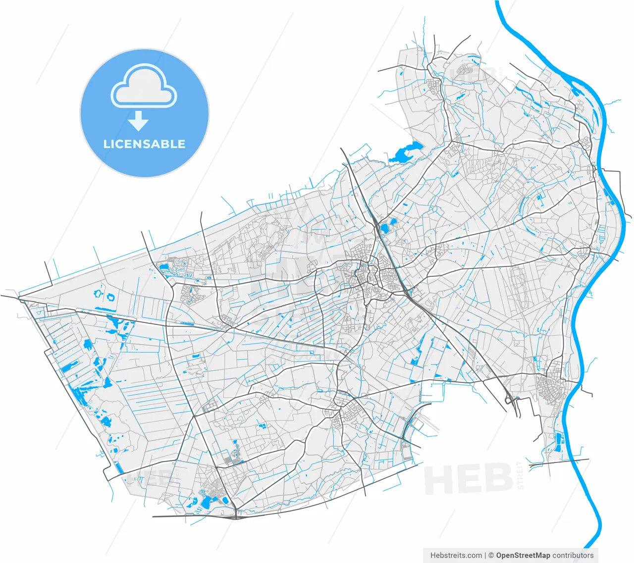Horst aan de Maas, Limburg, Netherlands, high resolution vector map - Instant download PDF and JPG