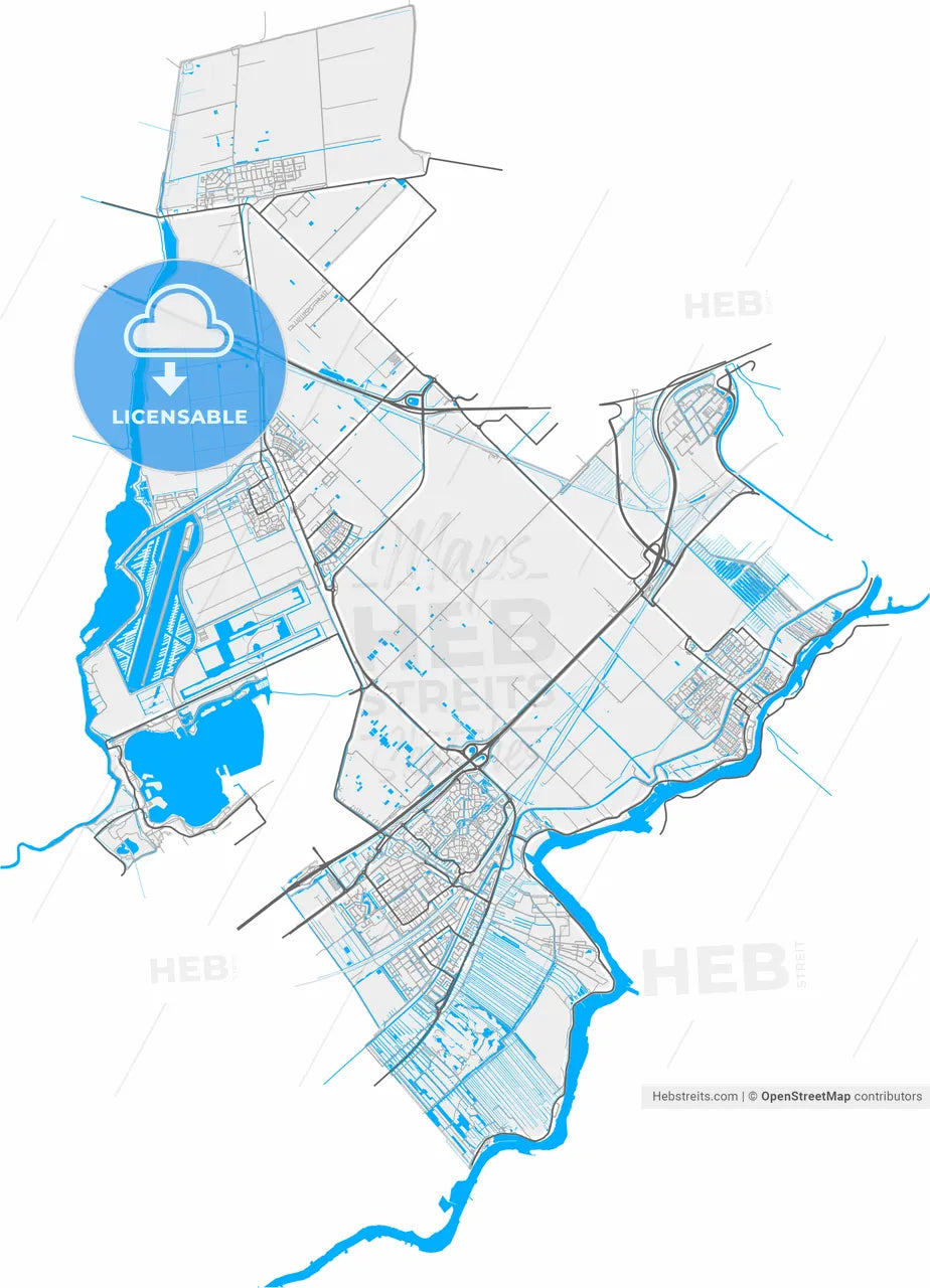 Zuidplas, South Holland, Netherlands, high resolution vector map - Instant download PDF and JPG