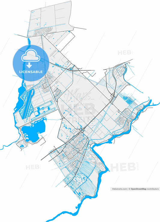Zuidplas, South Holland, Netherlands, high resolution vector map - Instant download PDF and JPG