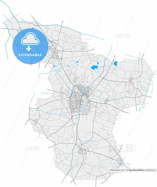 Raalte, Overijssel, Netherlands, high resolution vector map - Instant download PDF and JPG