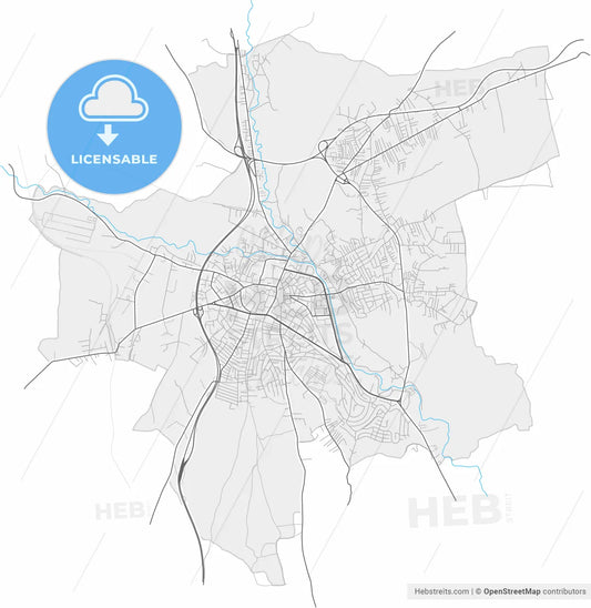 Kumanovo, North Macedonia, high resolution vector map - Instant download PDF and JPG