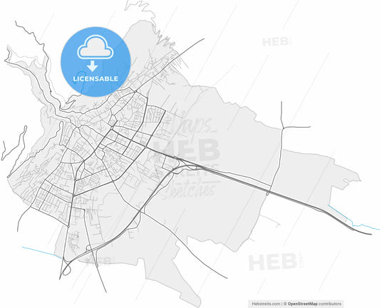 Tetovo, North Macedonia, high resolution vector map - Instant download PDF and JPG