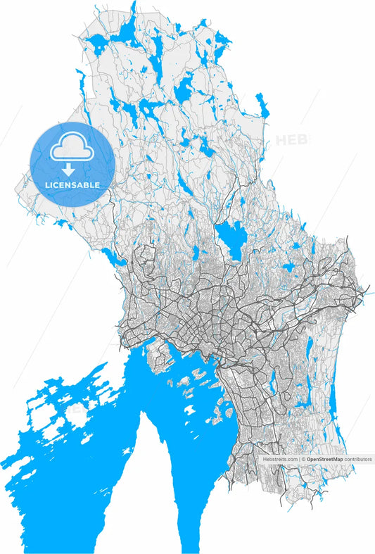 Oslo, Oslo, Norway, high resolution vector map - Instant download PDF and JPG