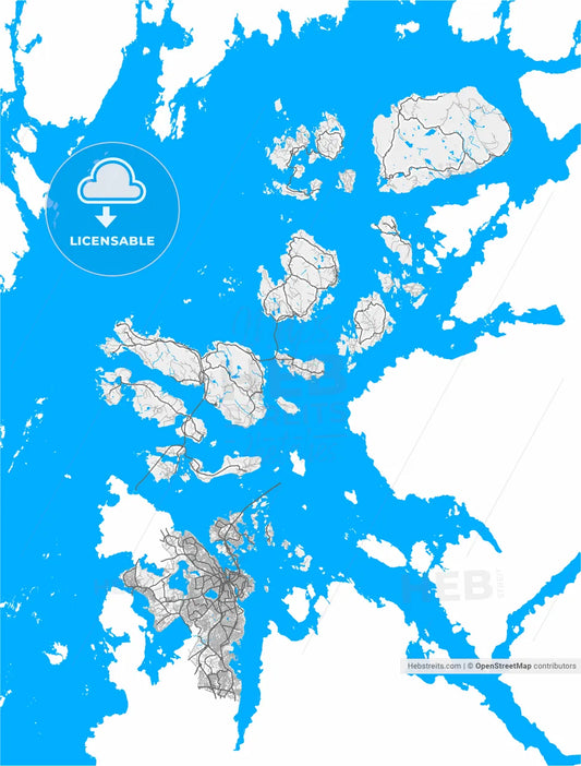 Stavanger, Rogaland, Norway, high resolution vector map - Instant download PDF and JPG