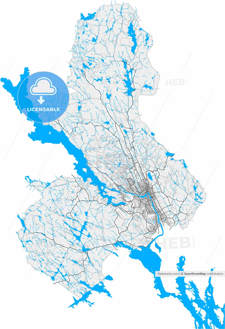 Skien, Telemark, Norway, high resolution vector map - Instant download PDF and JPG