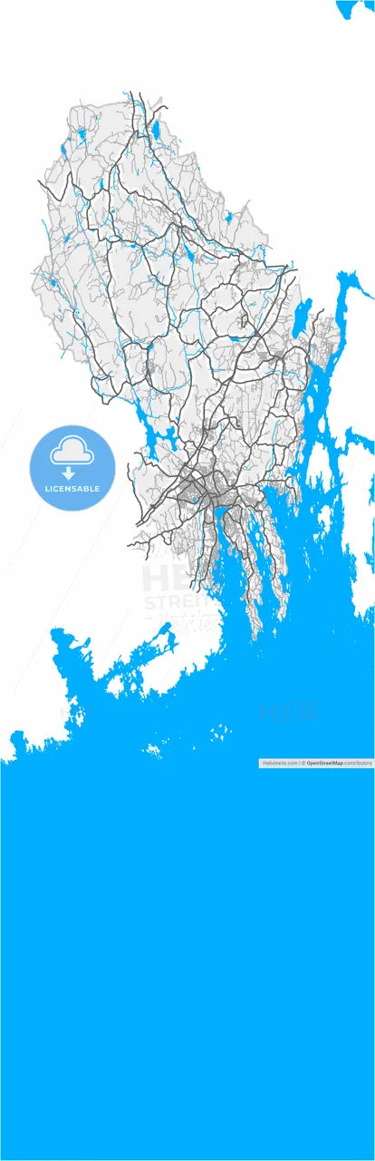 Sandefjord, Vestfold, Norway, high resolution vector map - Instant download PDF and JPG