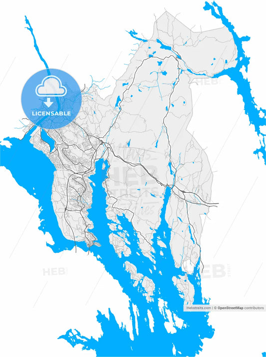 Porsgrunn, Telemark, Norway, high resolution vector map - Instant download PDF and JPG
