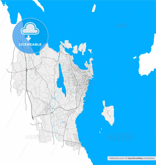 Horten, Vestfold, Norway, high resolution vector map - Instant download PDF and JPG