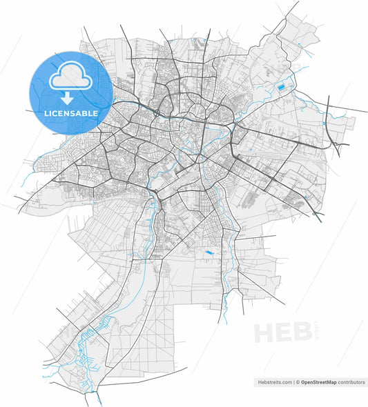 Lublin, Lublin, Poland, high resolution vector map - Instant download PDF and JPG