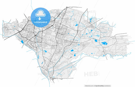 Sosnowiec, Silesian, Poland, high resolution vector map - Instant download PDF and JPG