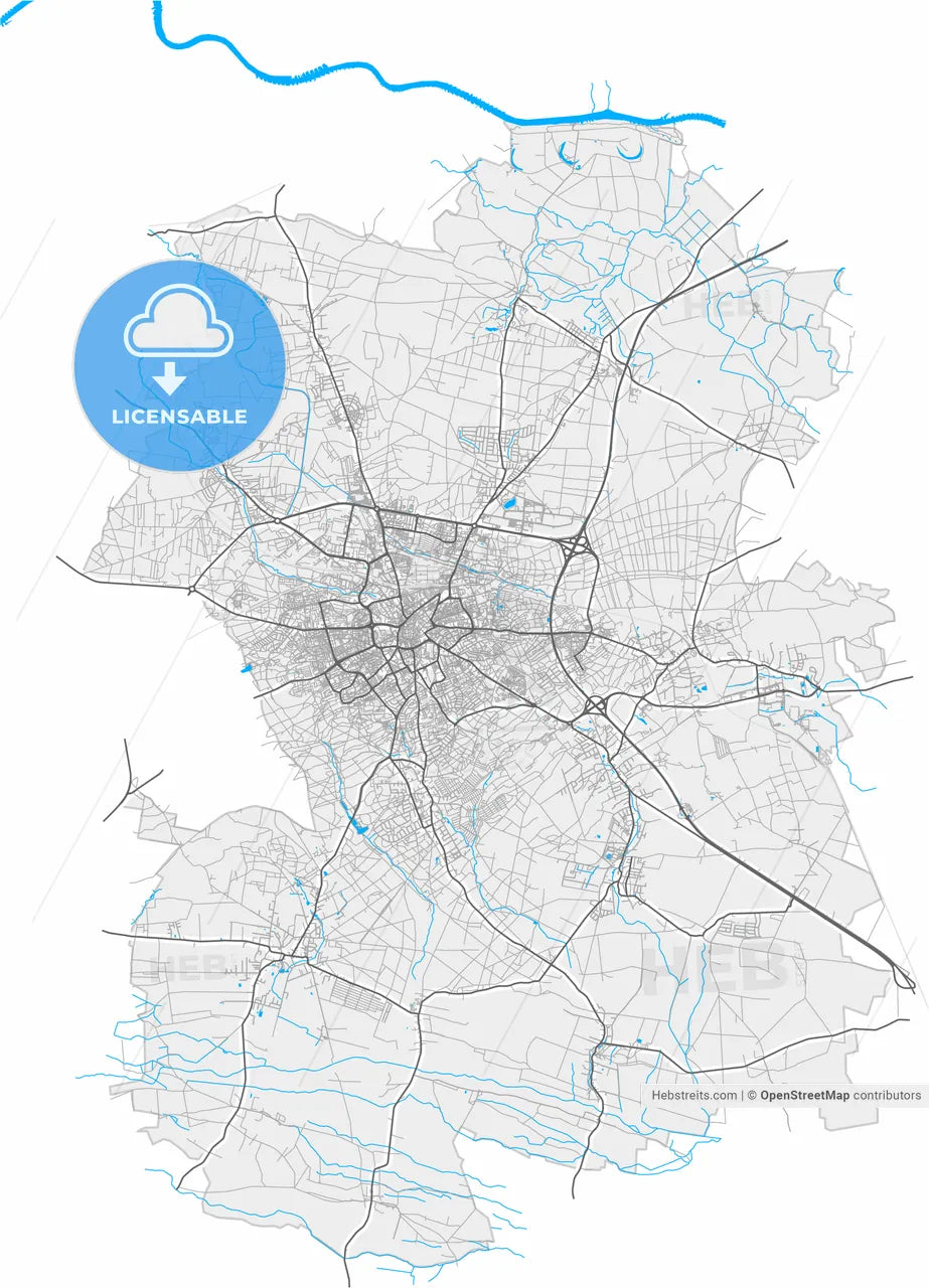 Zielona Góra, Lubusz, Poland, high resolution vector map - Instant download PDF and JPG