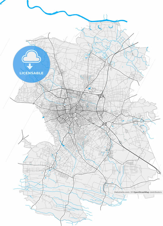 Zielona Góra, Lubusz, Poland, high resolution vector map - Instant download PDF and JPG
