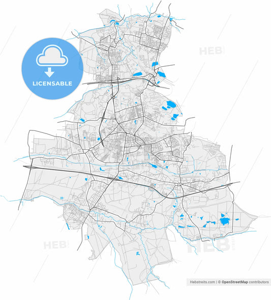 Ruda Śląska, Silesian, Poland, high resolution vector map - Instant download PDF and JPG