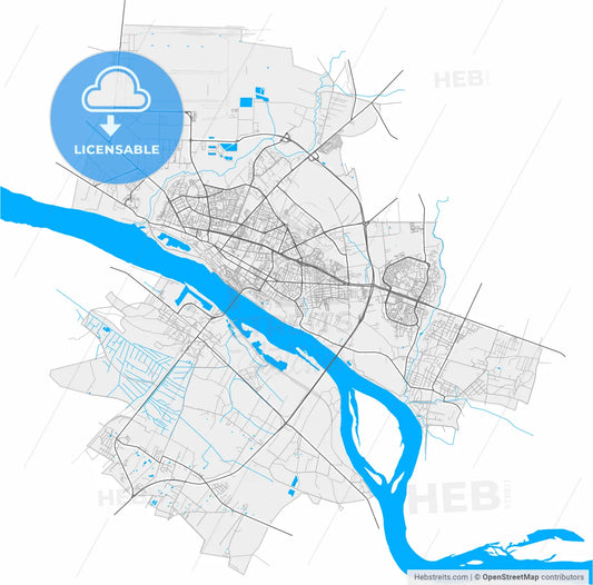 Płock, Masovian, Poland, high resolution vector map - Instant download PDF and JPG