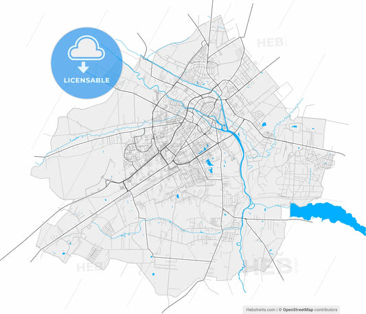 Kalisz, Greater Poland, Poland, high resolution vector map - Instant download PDF and JPG