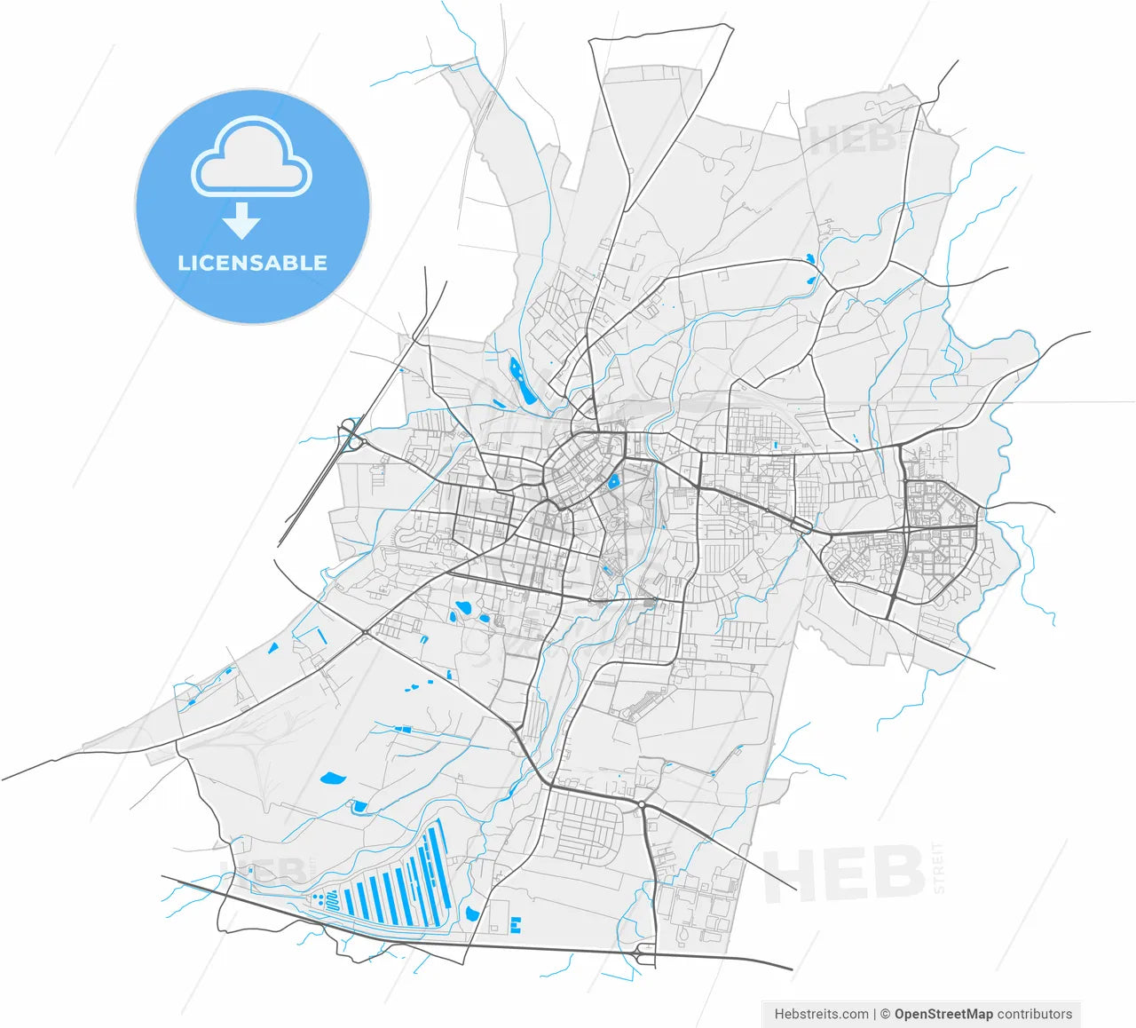 Legnica, Lower Silesian, Poland, high resolution vector map - Instant download PDF and JPG