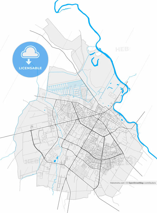 Łomża, Podlaskie, Poland, high resolution vector map - Instant download PDF and JPG