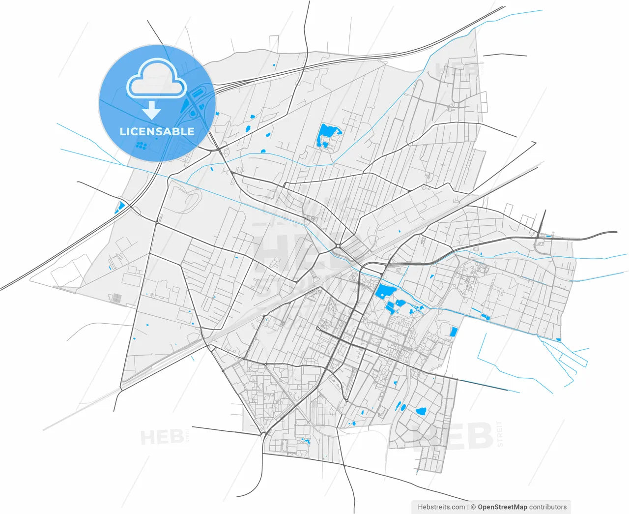 Pruszków, Masovian, Poland, high resolution vector map - Instant download PDF and JPG