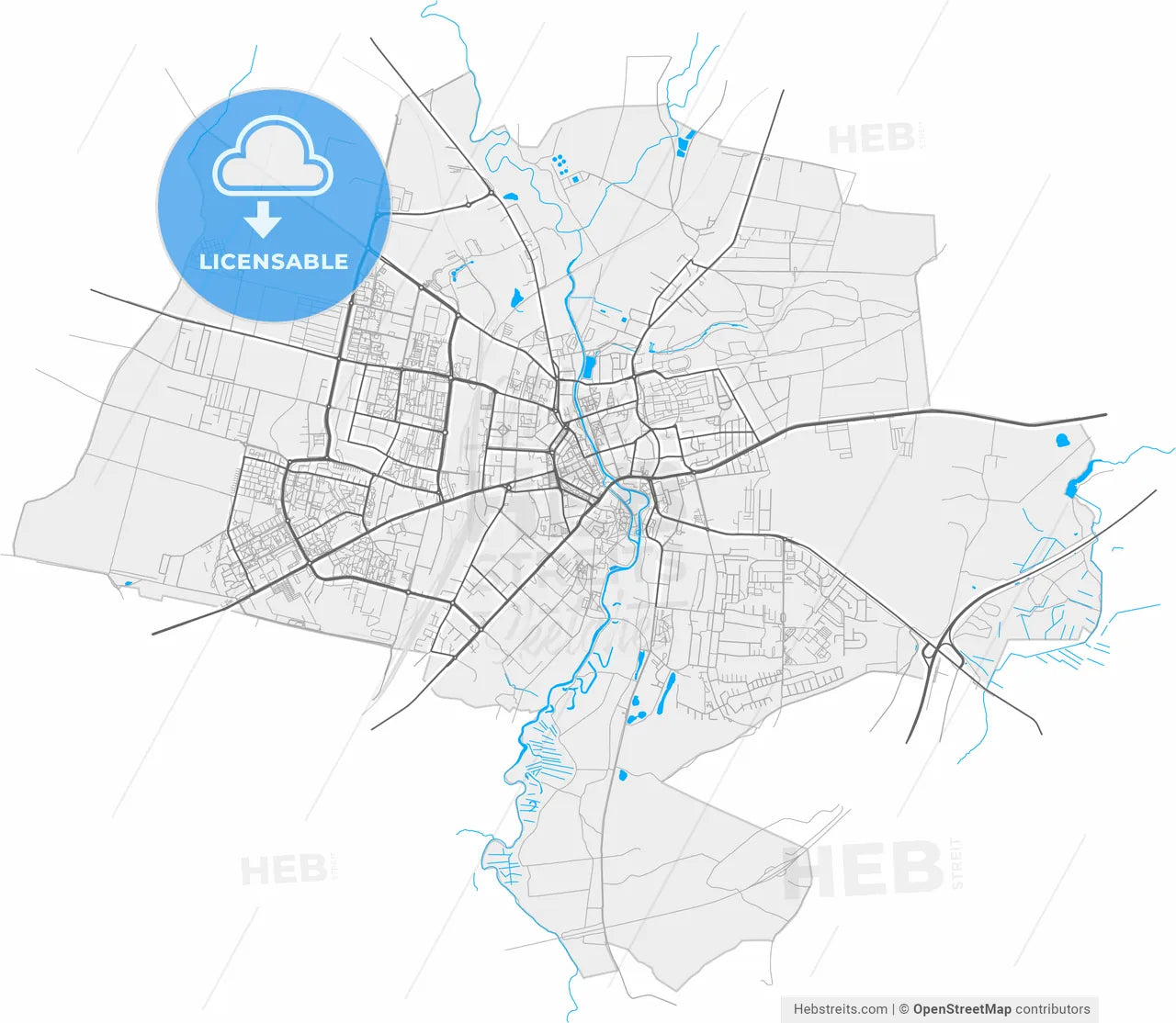Słupsk, Pomeranian, Poland, high resolution vector map - Instant download PDF and JPG