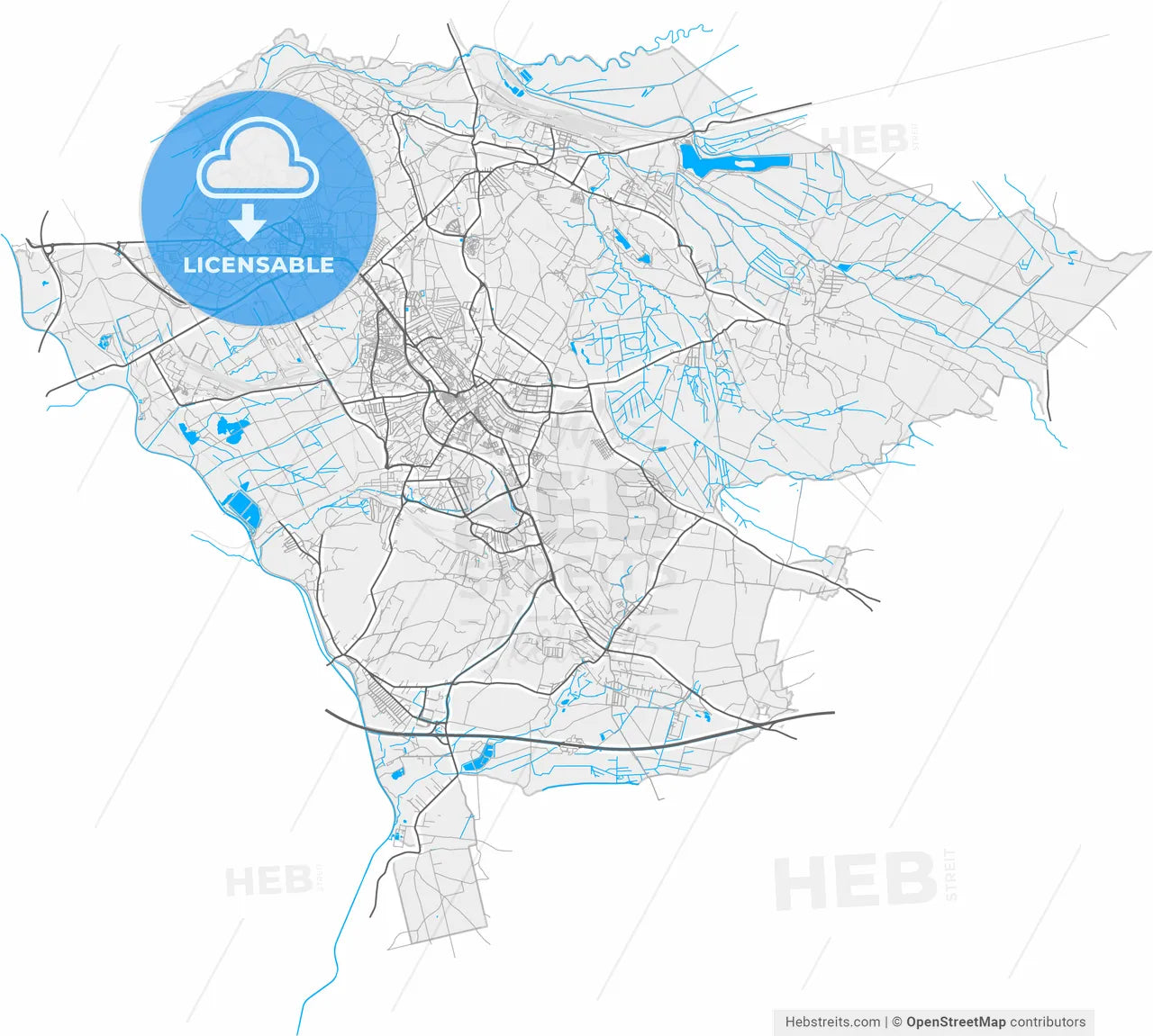 Jaworzno, Silesian, Poland, high resolution vector map - Instant download PDF and JPG