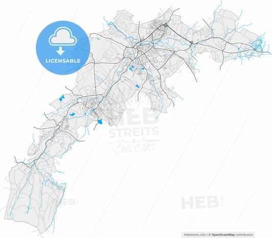 Jelenia Góra, Lower Silesian, Poland, high resolution vector map - Instant download PDF and JPG