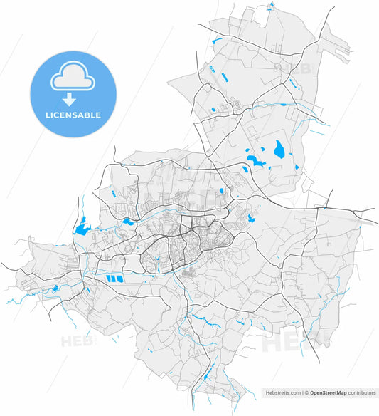 Jastrzębie Zdrój, Silesian, Poland, high resolution vector map - Instant download PDF and JPG