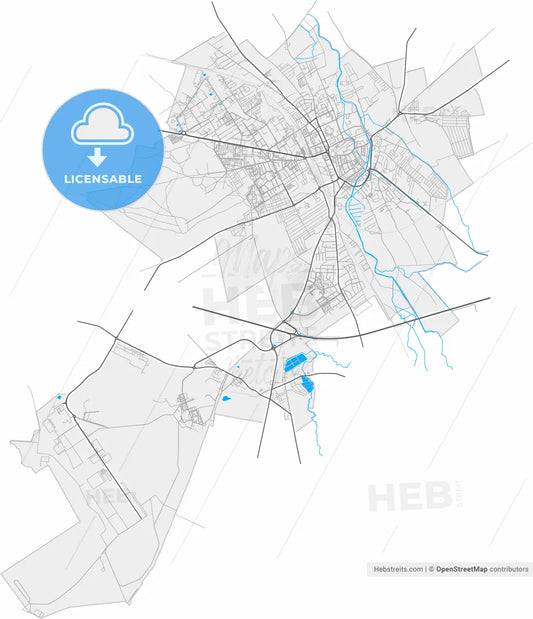 Stargard, West Pomeranian, Poland, high resolution vector map - Instant download PDF and JPG
