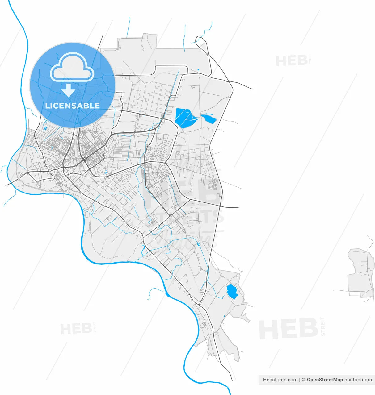 Mielec, Podkarpackie, Poland, high resolution vector map - Instant download PDF and JPG