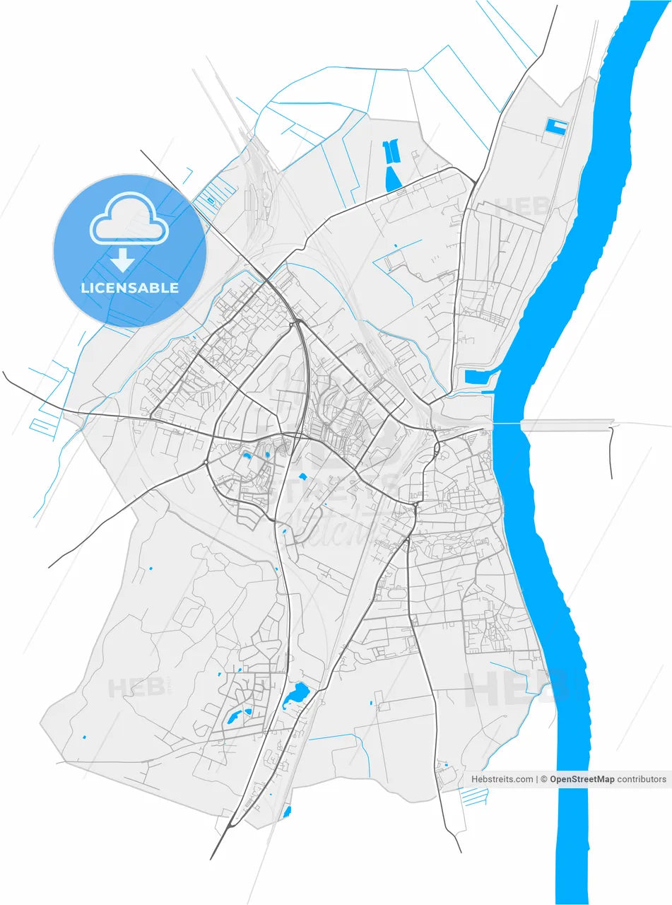 Tczew, Pomeranian, Poland, high resolution vector map - Instant download PDF and JPG