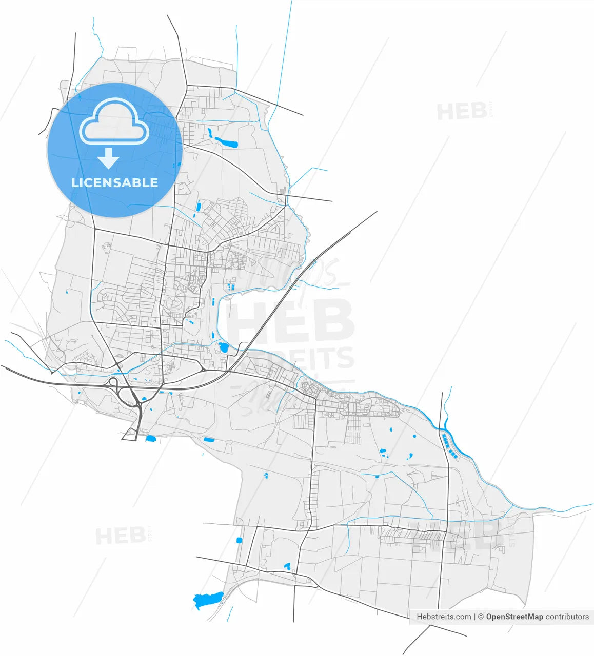 Piekary Śląskie, Silesian, Poland, high resolution vector map - Instant download PDF and JPG