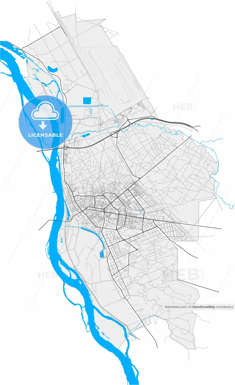 Puławy, Lublin, Poland, high resolution vector map - Instant download PDF and JPG