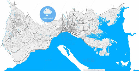 Setúbal, Setúbal, Portugal, high resolution vector map - Instant download PDF and JPG
