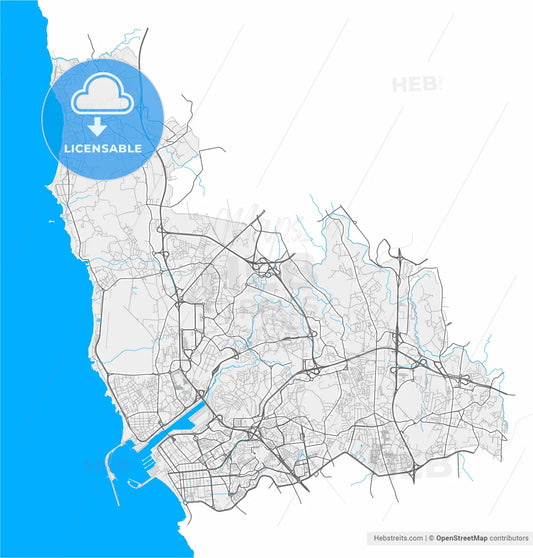 Matosinhos, Porto, Portugal, high resolution vector map - Instant download PDF and JPG