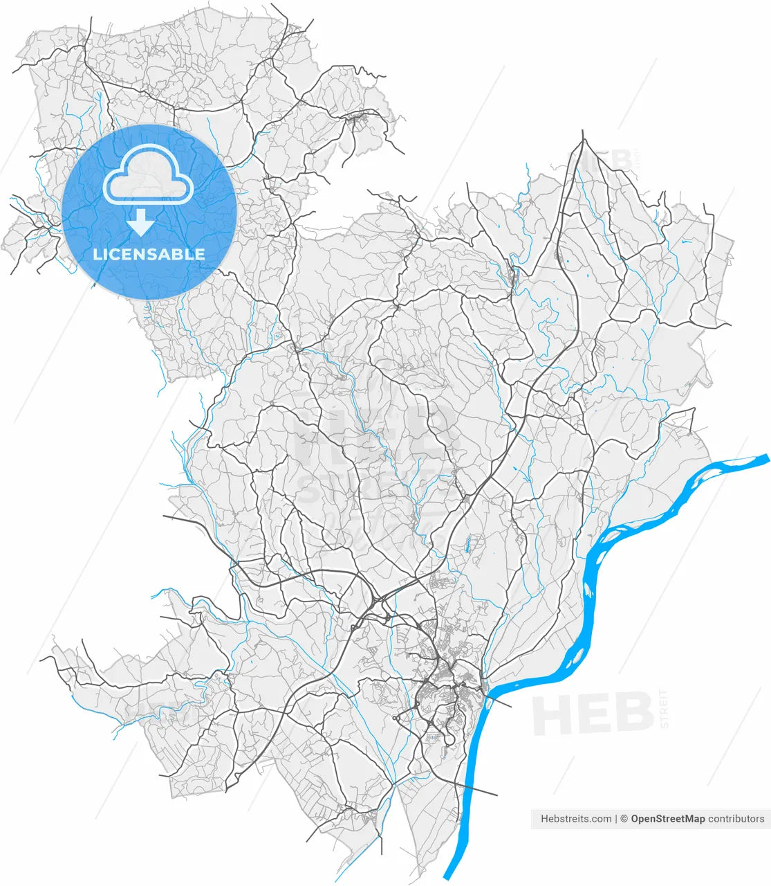 Santarém, Santarém, Portugal, high resolution vector map - Instant download PDF and JPG