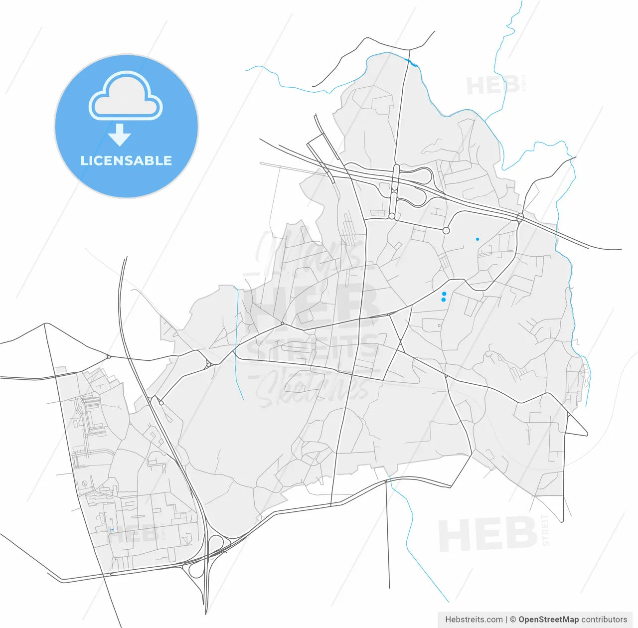 São Mamede de Infesta, Porto, Portugal, high resolution vector map - Instant download PDF and JPG
