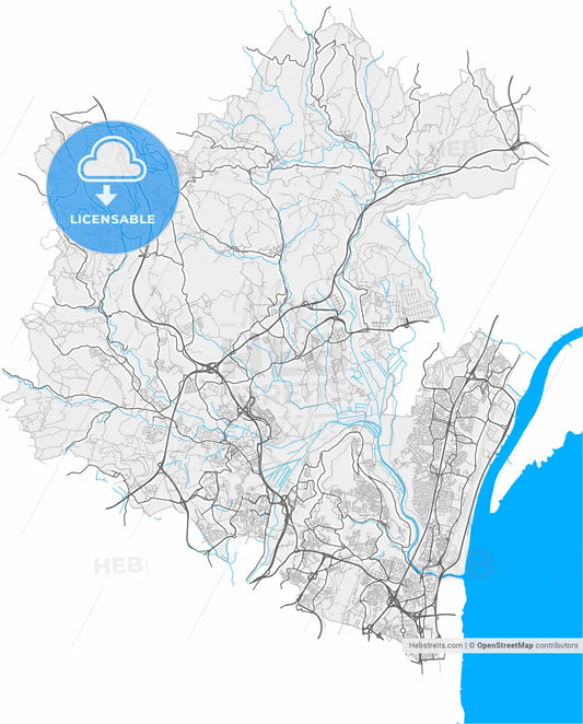 Loures, Lisbon, Portugal, high resolution vector map - Instant download PDF and JPG