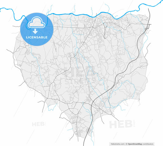 Trofa, Porto District, Portugal, high resolution vector map - Instant download PDF and JPG